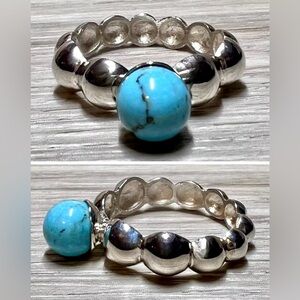 Designer Signed Jay King Sterling Silver Iron Mountain Turquoise Ring, Size 10